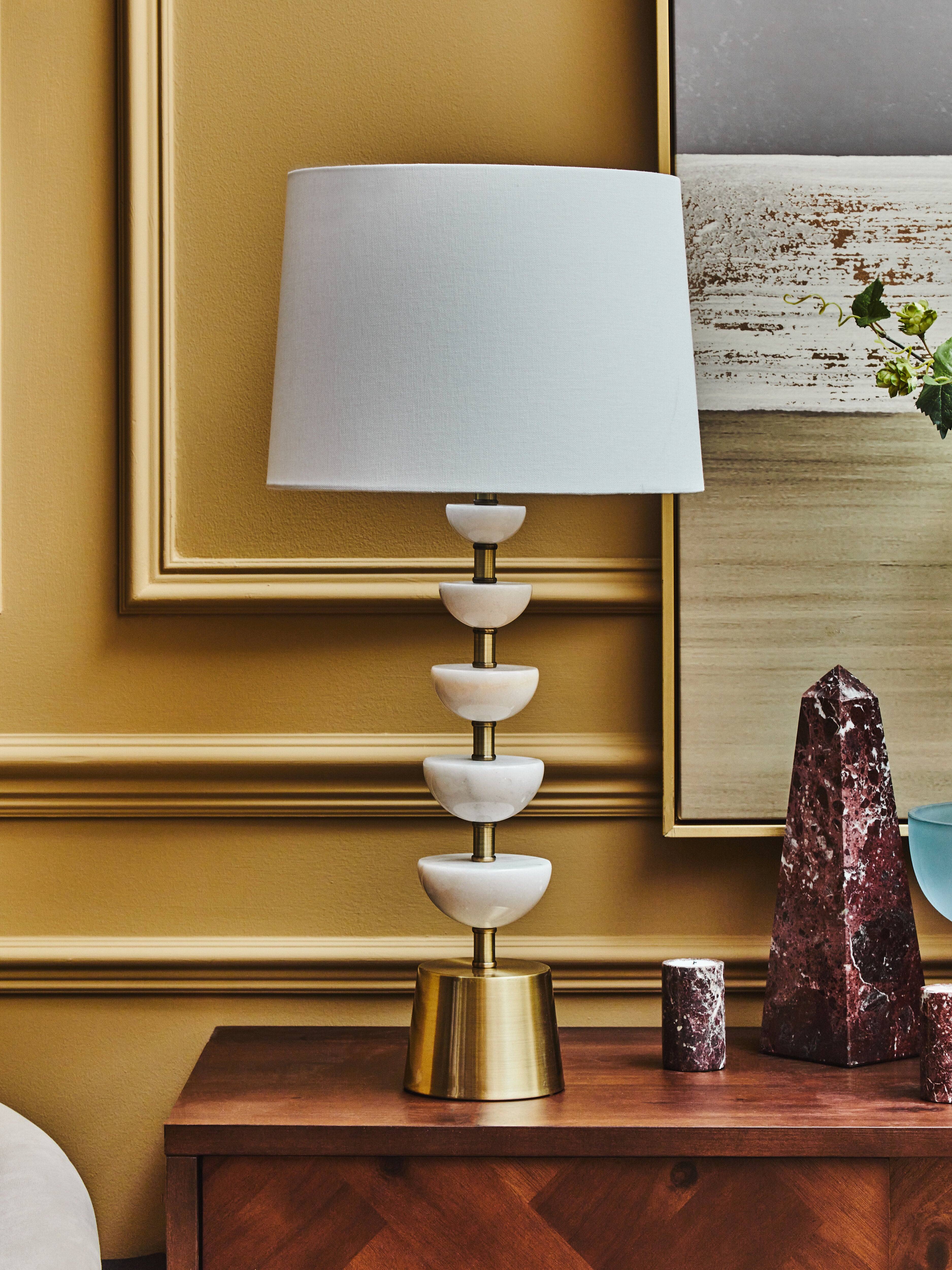 Bonnie White Marble & Gold Table Lamp